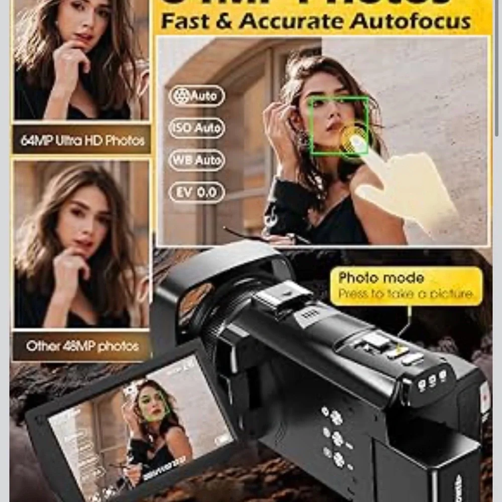 5K Black Video Camera with WiFi and 8X Optical Zoom
